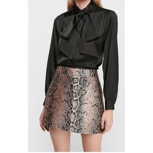 High Waisted Snakeskin Print Mini Skirt